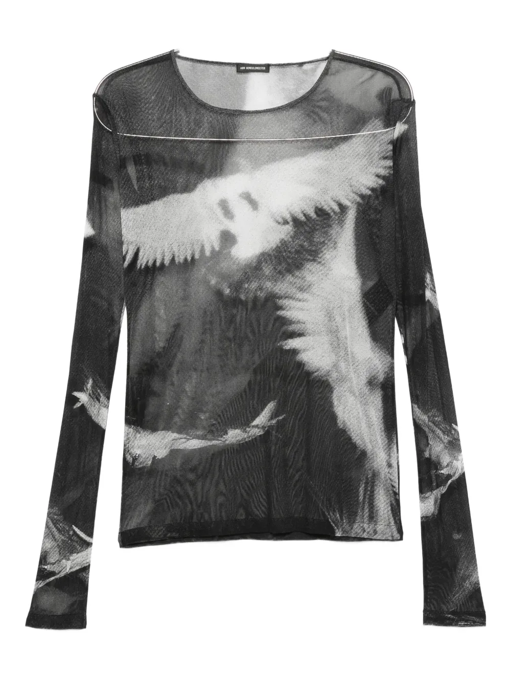 

Футболка из сетчатого материала с графическим принтом Ann Demeulemeester, черный