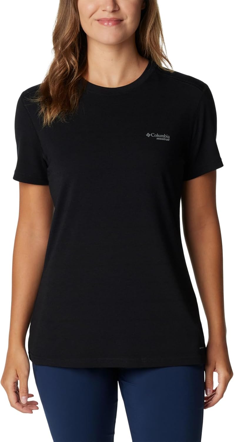 

Женская футболка Columbia Endless Trail Running Tech, Black/Pale Blue Montrail Graphic, Черный, Женская футболка Columbia Endless Trail Running Tech, Black/Pale Blue Montrail Graphic