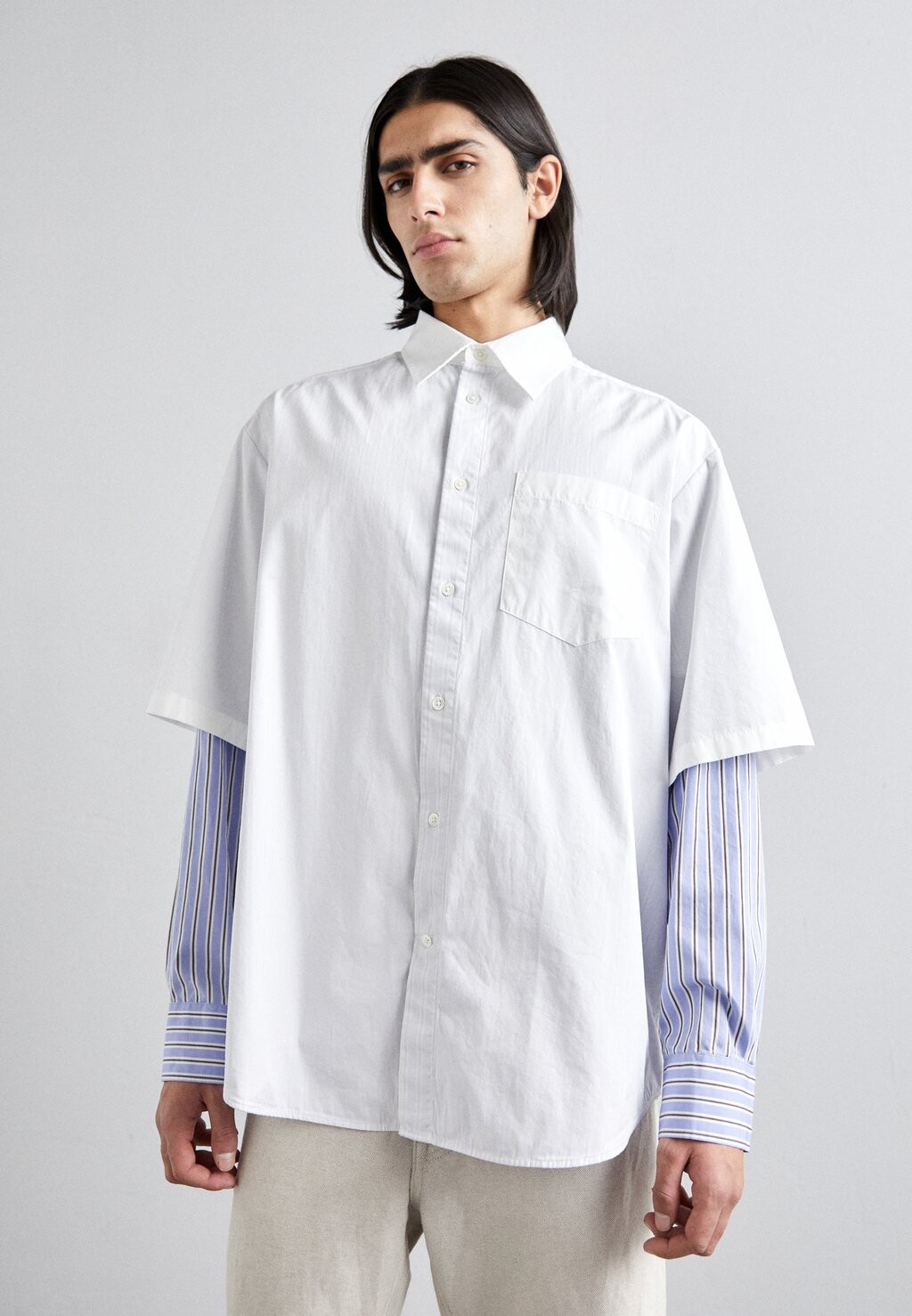 

Рубашка Dom Sleeve Stripe Wood Wood, цвет azure blue