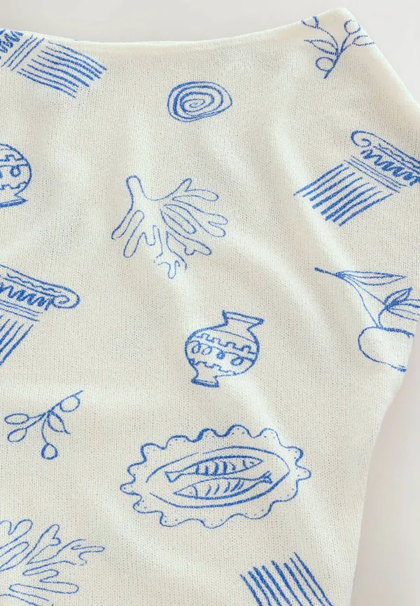 Блузка приталенного кроя свободного кроя Next, White/Blue Vase Print — фото 2