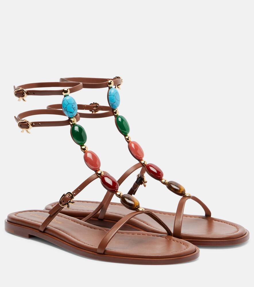 Шанти сандалии из кожи с декором Gianvito Rossi, Cuoio