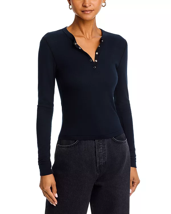 

Футболка-Поло с длинным рукавом в рубчик Re/Done, черный