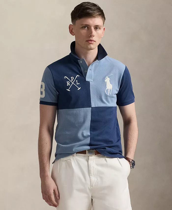 

Мужская поло с вышивкой Big Pony, slim fit, из сетчатой ткани Polo Ralph Lauren, синий