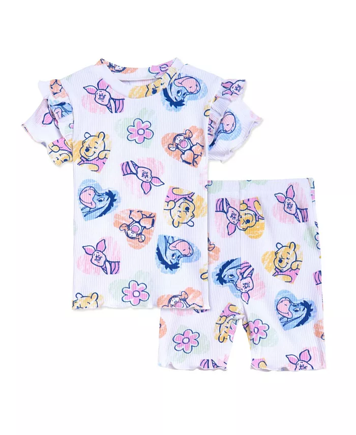 

Комплект для девочки: футболка с баской и велосипедки Winnie the Pooh, белый