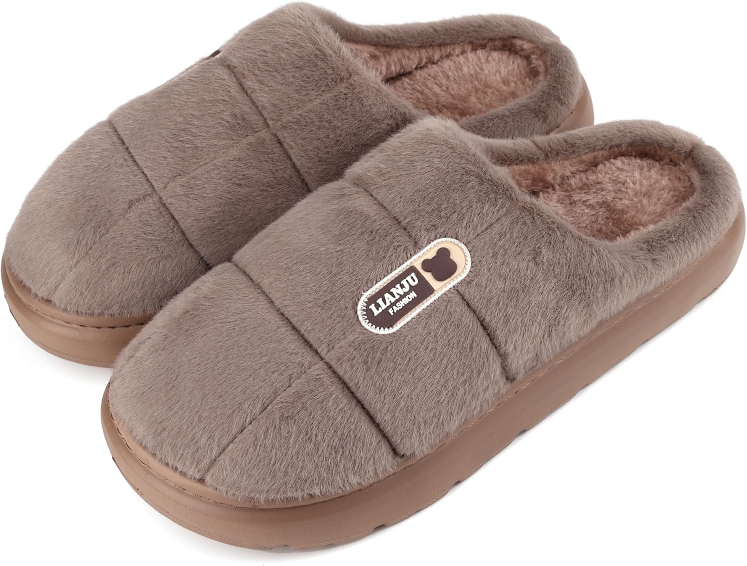 

Домашние тапочки ZICKYO больших размеров для мужчин, теплые, плюшевые, широкие, пушистые, из мягкой пены с эффектом памяти, большие размеры, для спальни, дома и улицы, размеры 7-16, Coffee