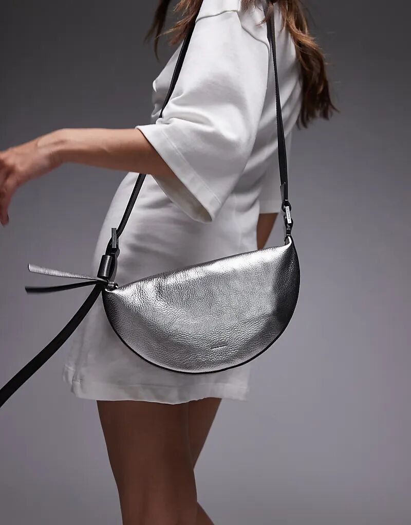 

Сумка Allsaints Half Moon Cross Body в серебристом цвете