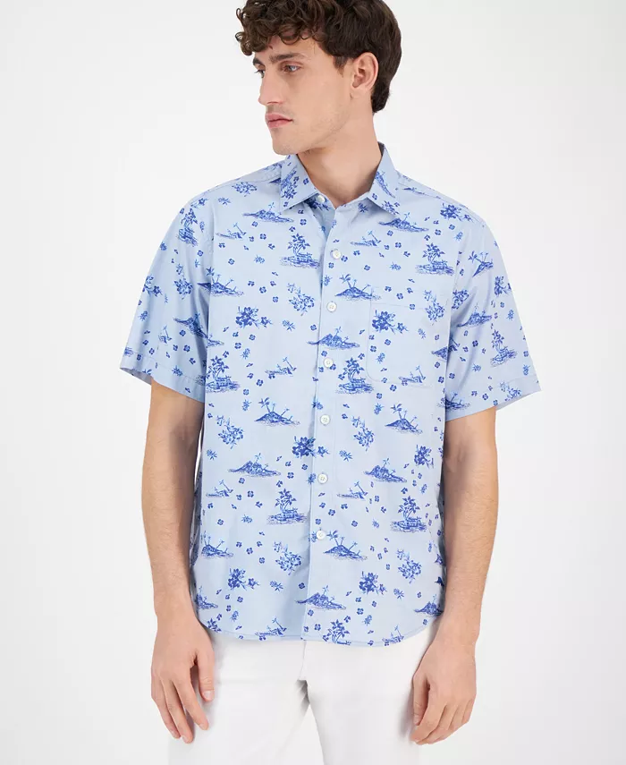 

Мужская рубашка с коротким рукавом Island Bound из шамбре Tommy Bahama, зеленый