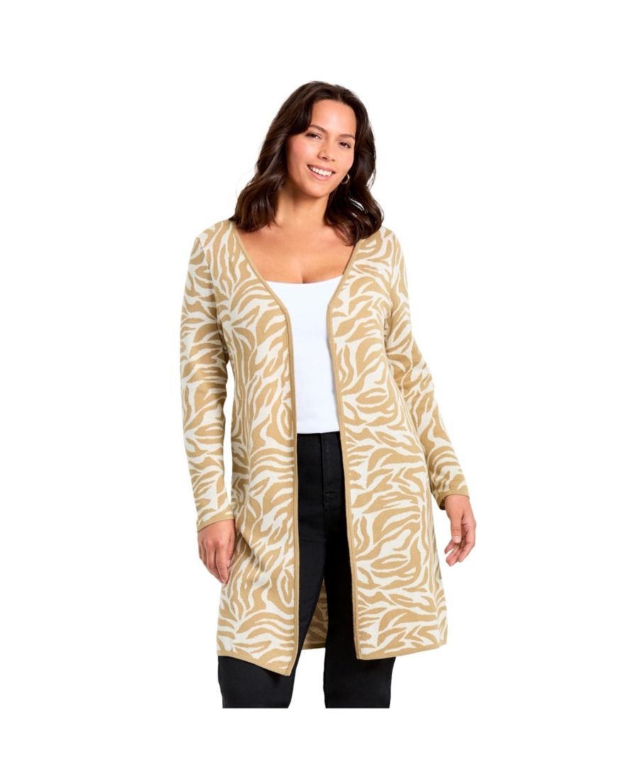 

Женский кардиган-свитер с открытой передней частью AVENUE, Ivory abstract zebra
