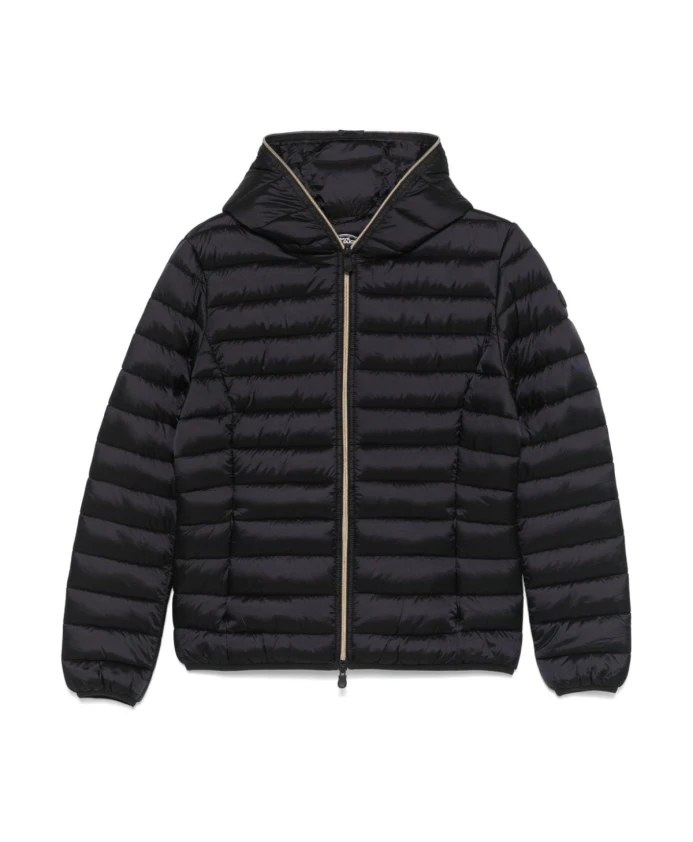 

Блестящее черное ветрозащитное пальто с капюшоном Save The Duck, черный