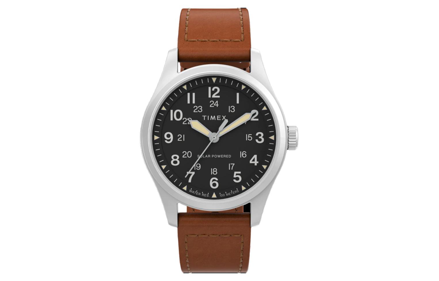

TIMEX Часы Wrist Watch Quartz Movement Leather Strap 36mm Black Dial Men's Watch, Black Dial