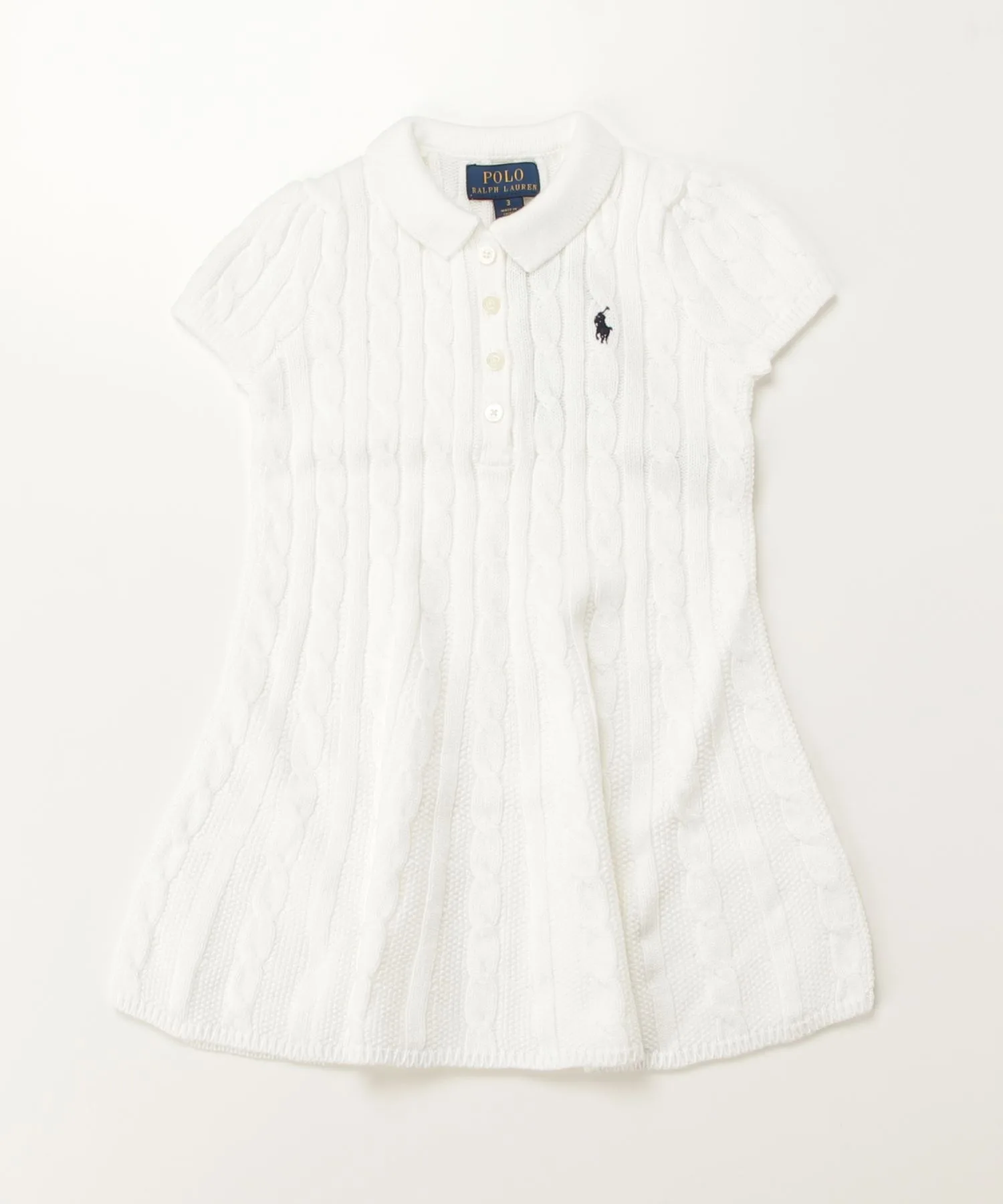 Детское платье-свитер A-line из хлопка Cable Knit Polo Ralph Lauren белое — фото 3
