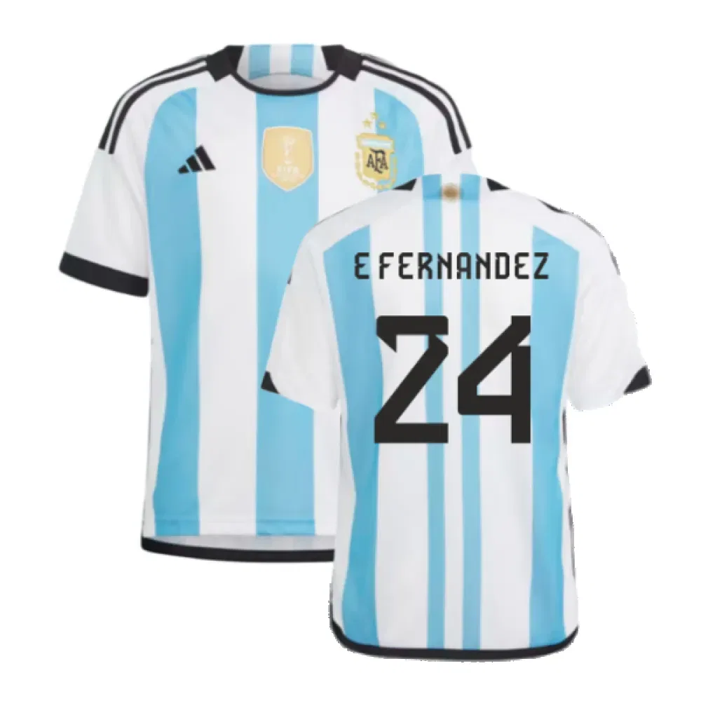 Детская футболка Argentina 2022 World Cup Winners Home Shirt Enzo Fernandez, синий