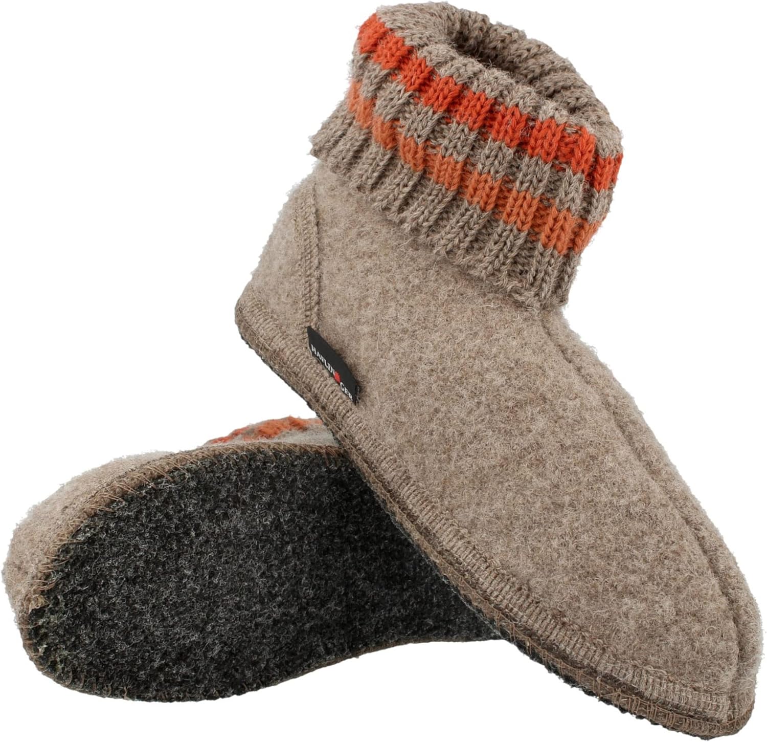 Тапочки HAFLINGER Paul немецкие с воротником, из чистой шерсти, унисекс, бежевый — фото 2