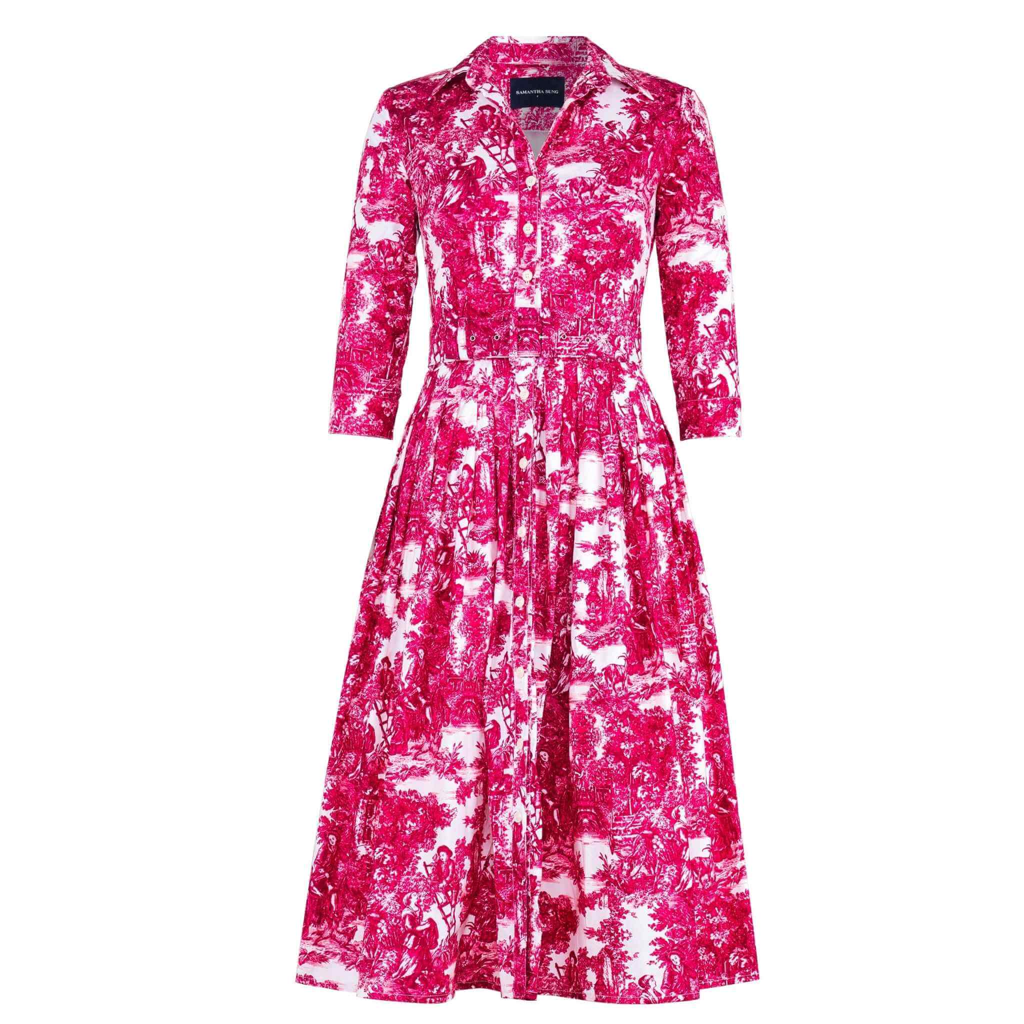 

Платье Одри из ткани Антильские острова Туаль №2 Samantha Sung, белый/розовый