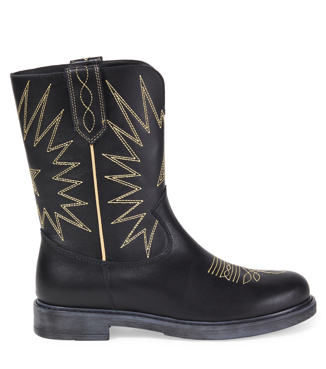 Вышитые кожаные сапоги Wish Star Golden Goose Kids, Black/Yellow — фото 3