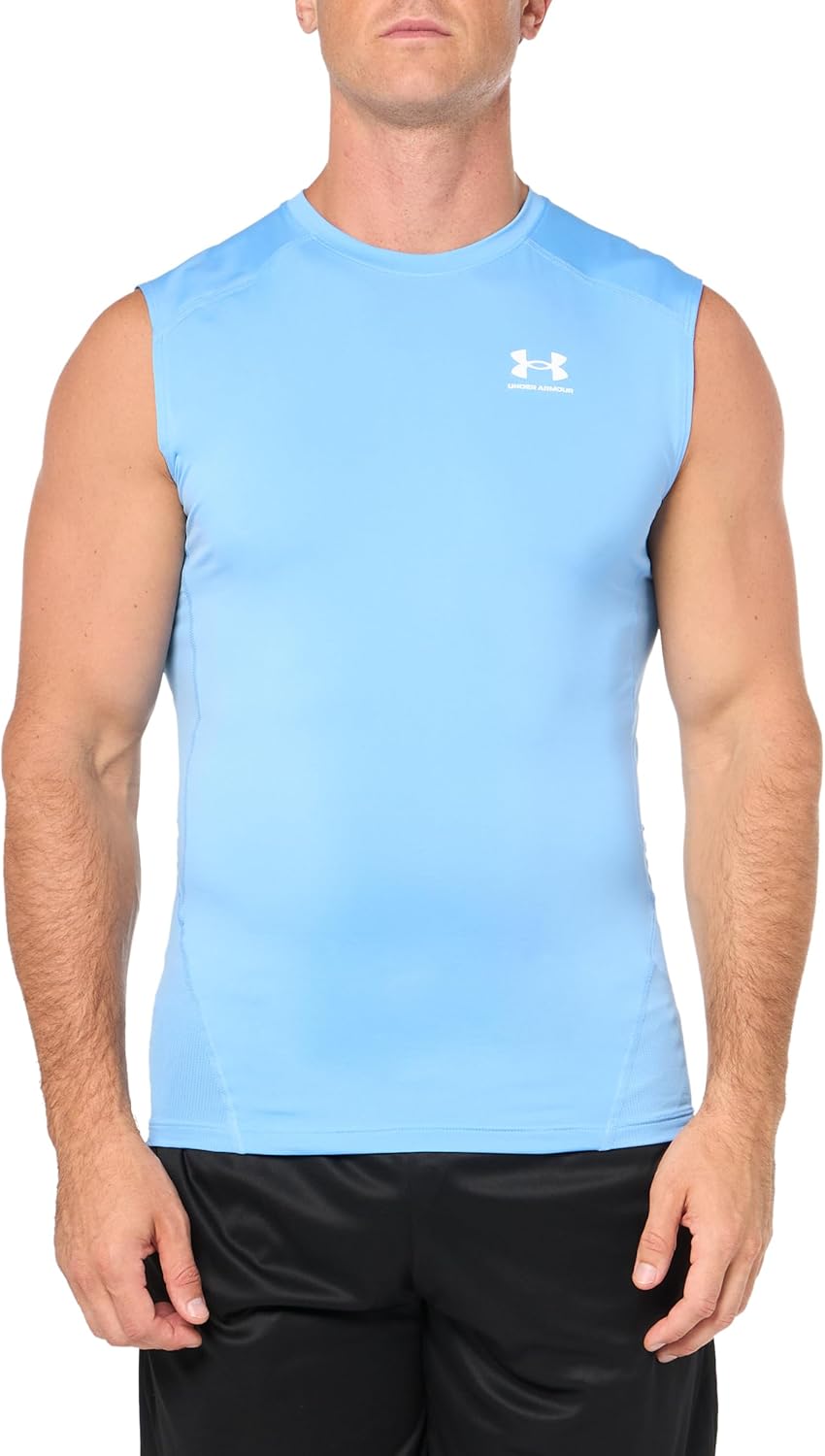 

Under Armour мужская футболка HeatGear без рукавов, (475) Carolina Blue/White, Белый, Under Armour мужская футболка HeatGear без рукавов, (475) Carolina Blue/White