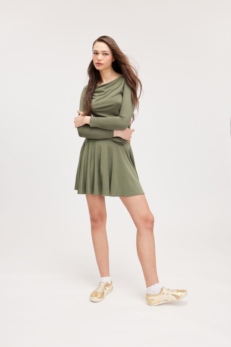 

Короткая юбка из пике Monki, хаки