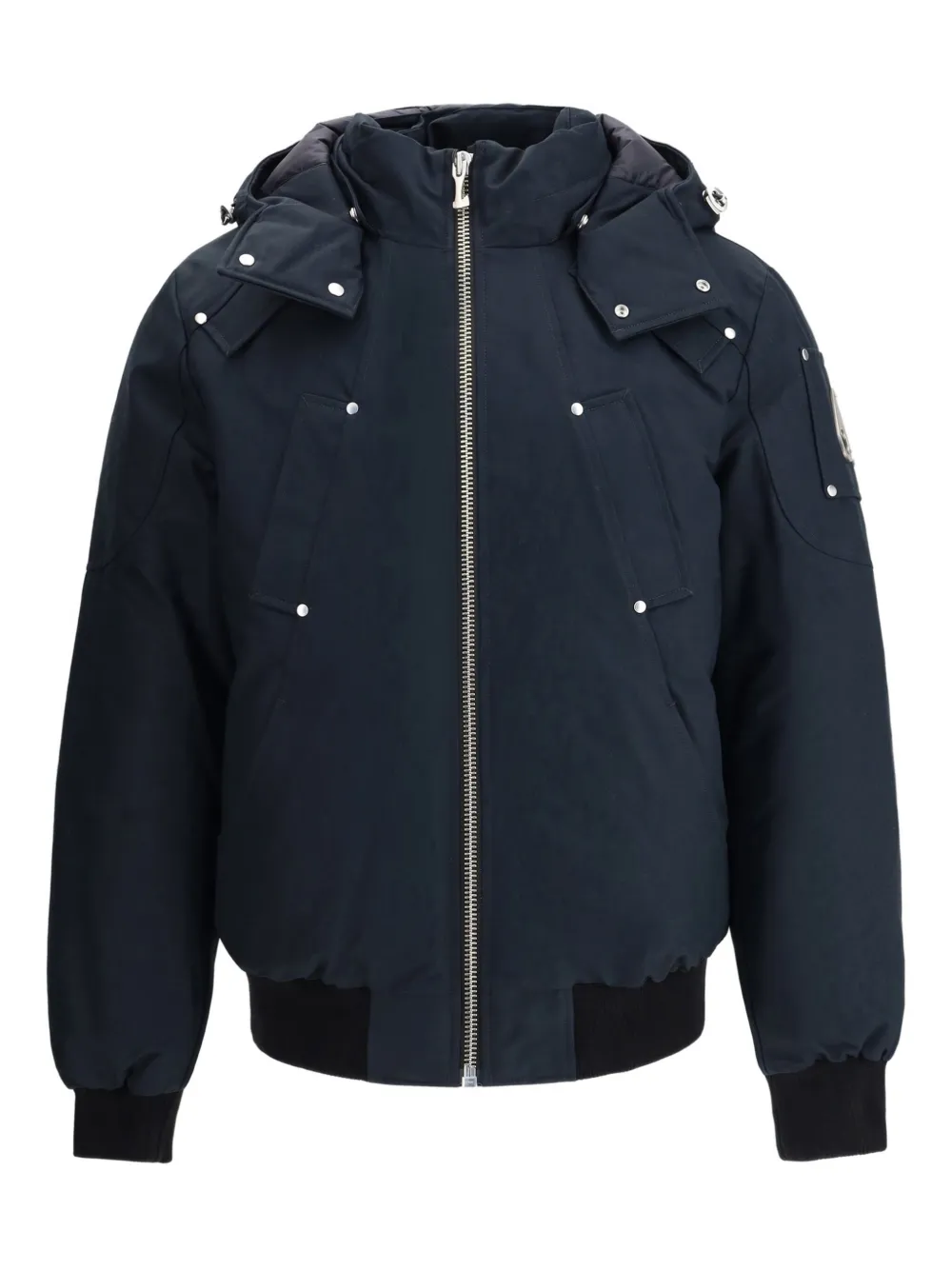 

Бомбер с капюшоном и нашивкой-логотипом Moose Knuckles, синий