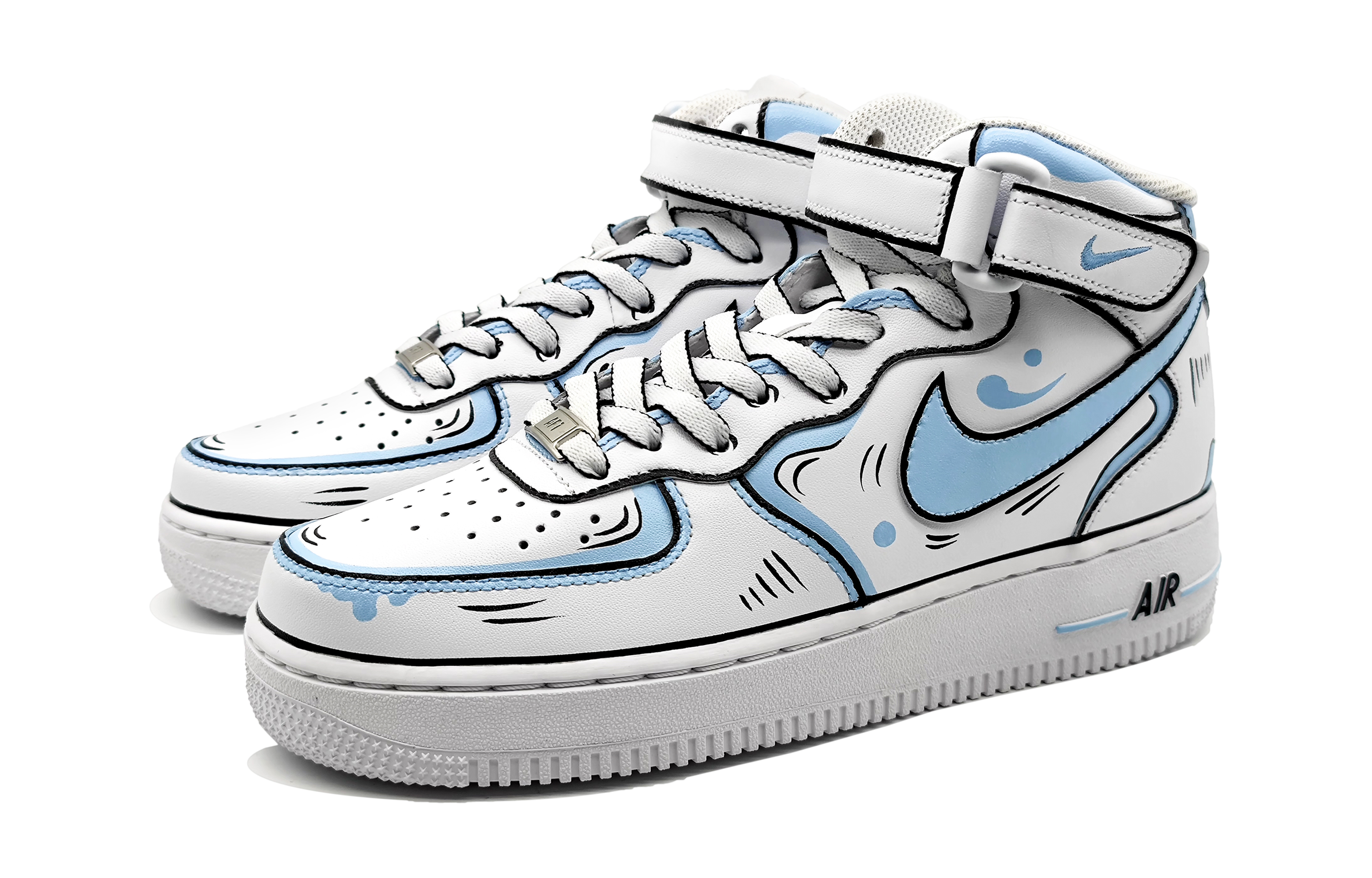 

Кроссовки Nike Air Force 1 Skateboard Shoes Women's Mid-Top Blue/White Black