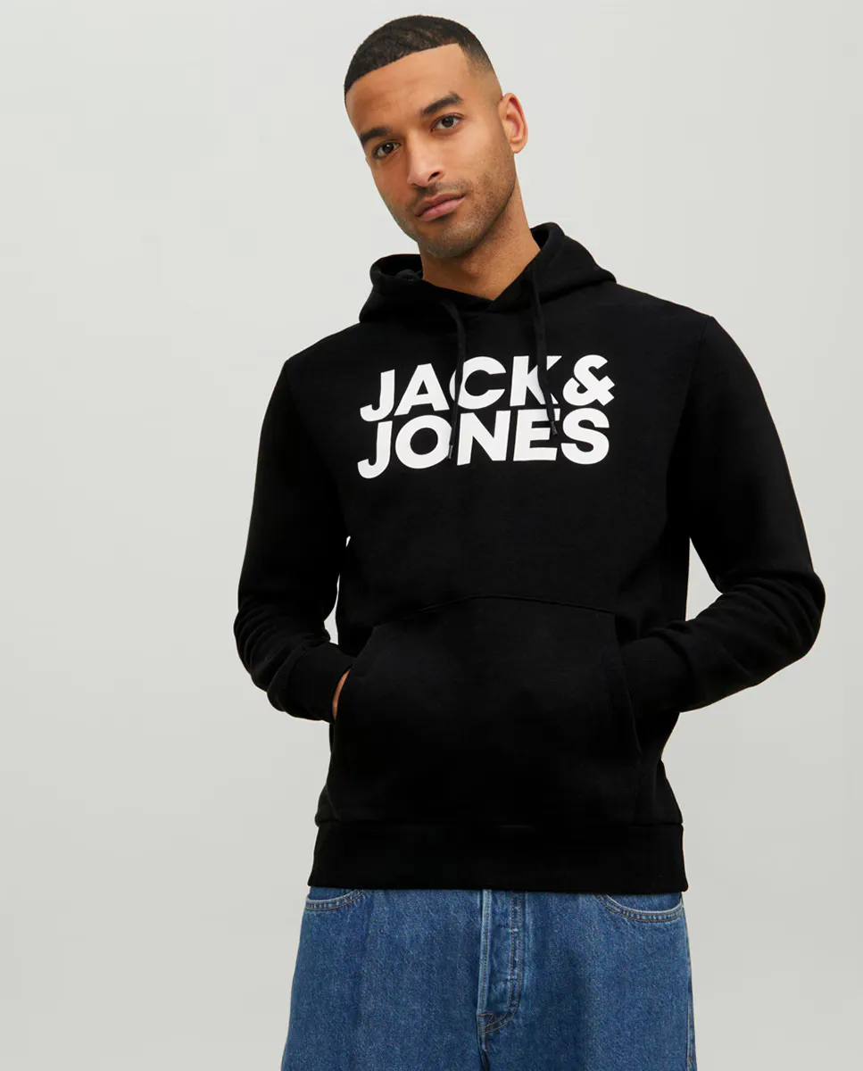 

Мужская черная толстовка с капюшоном Jack & Jones, черный