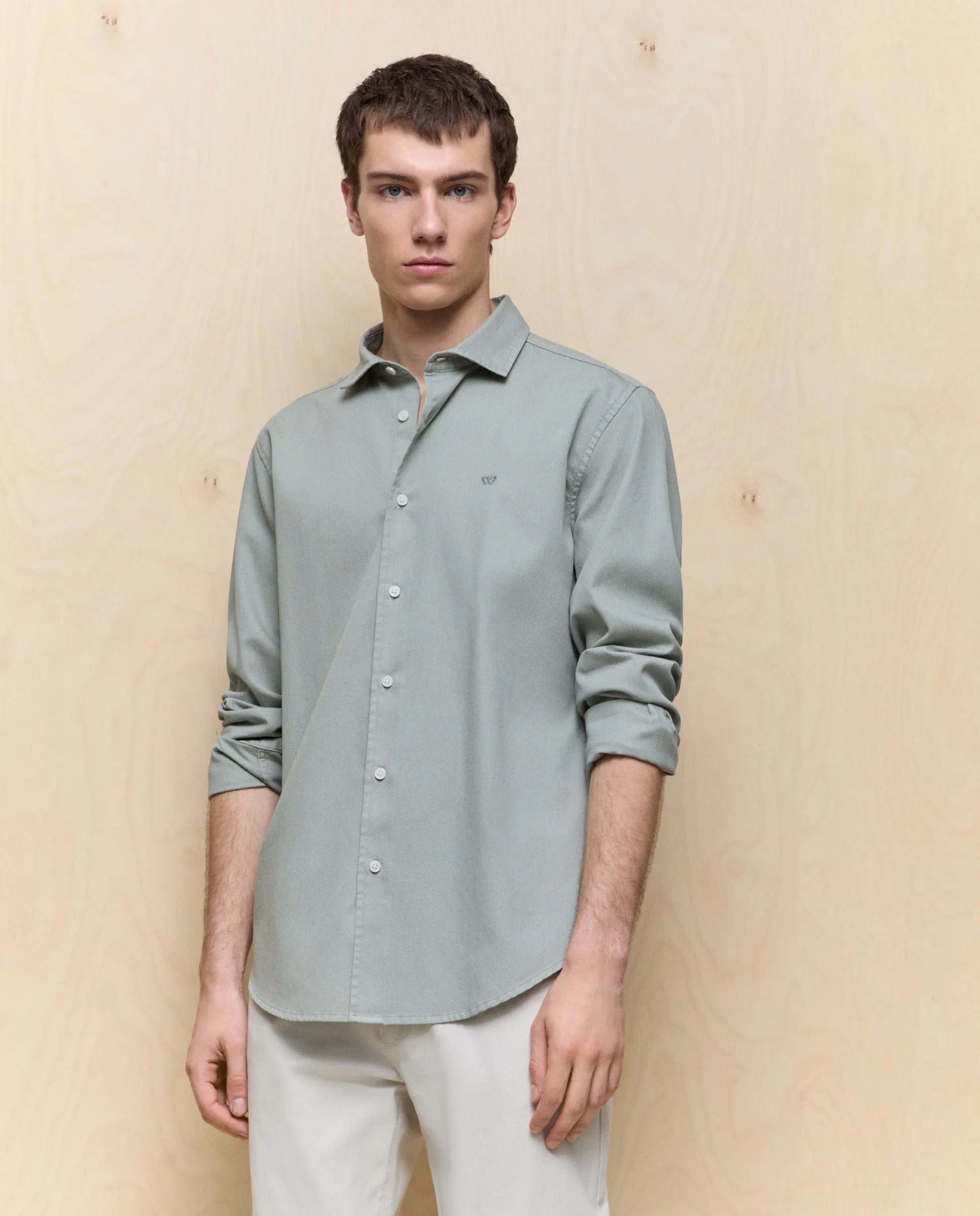 

Мужская рубашка с длинным рукавом garment dyed Easy Wear, зеленый