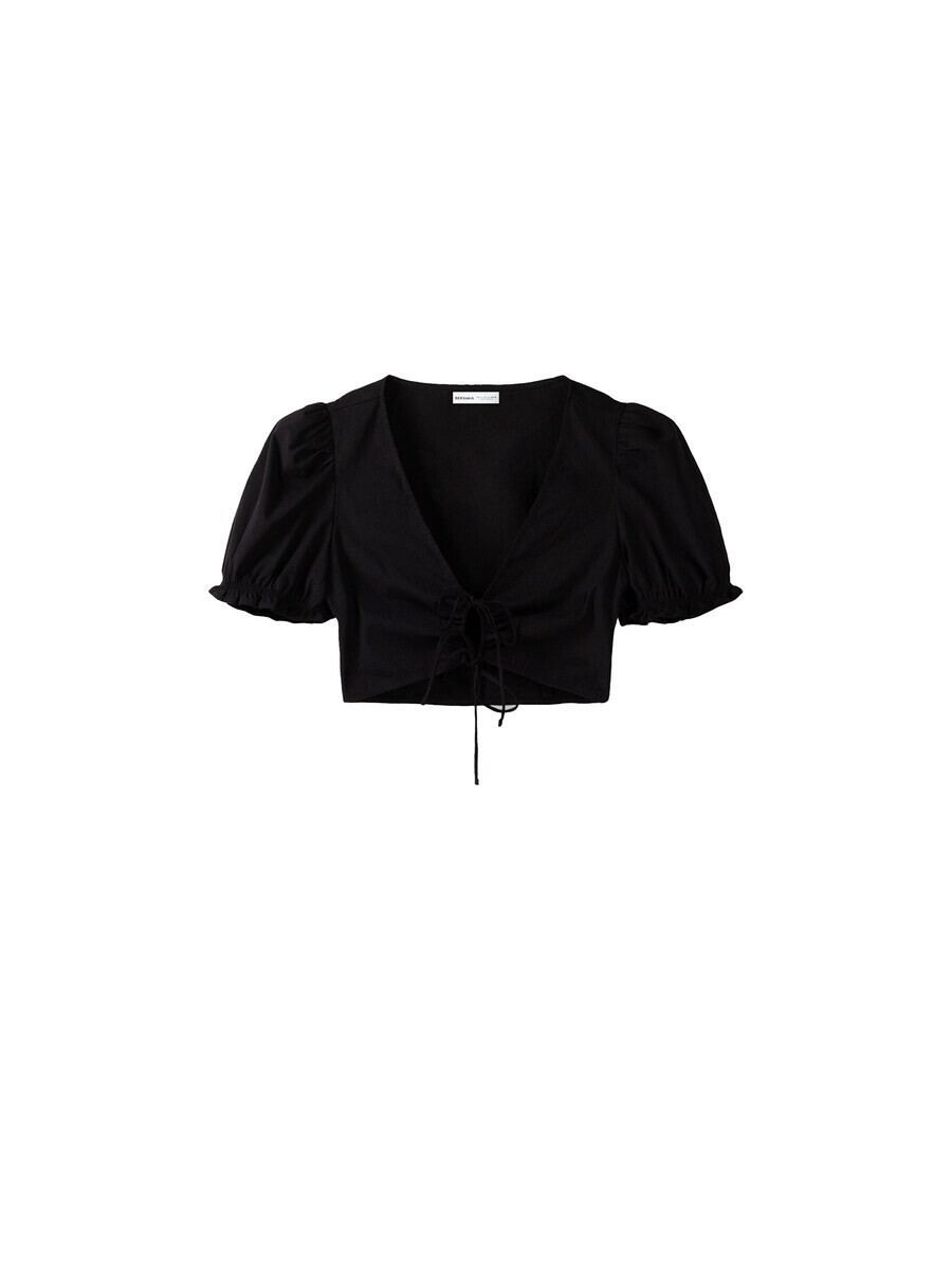 

Блузка с коротким рукавом Bershka Blouse, черный