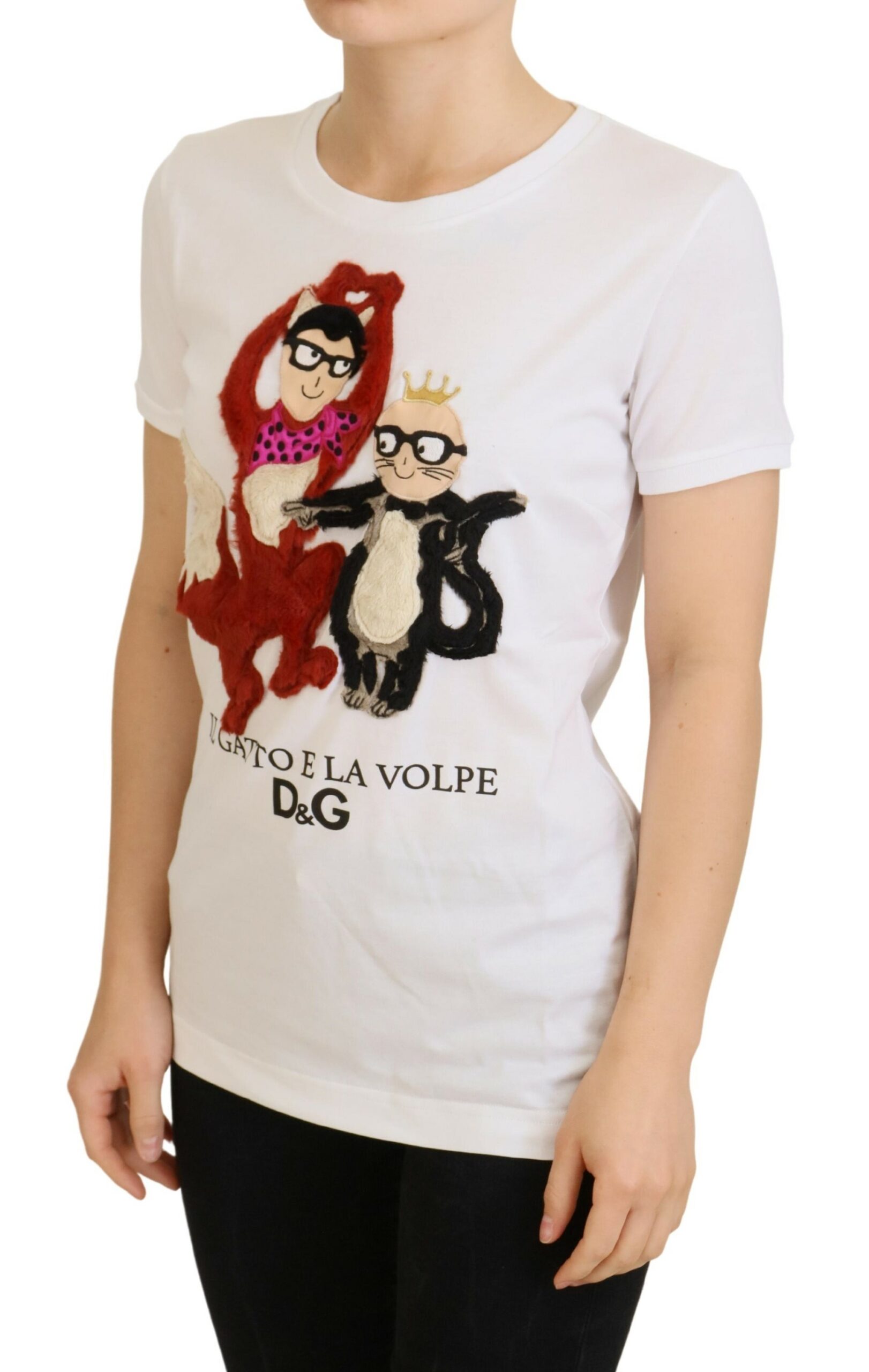 Футболка из хлопка с культовыми принтами от дизайнера Dolce & Gabbana, белый — фото 2