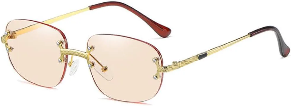 

Солнцезащитные очки без оправы для женщин, модные, роскошные, квадратные, в стиле стимпанк, женские, с защитой от УФ-излучения UV400, мужские MUTYNE, Pink