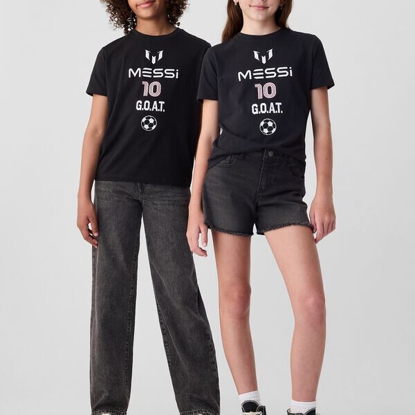 

Футболка хлопковая с принтом месси унисекс Gap, черный