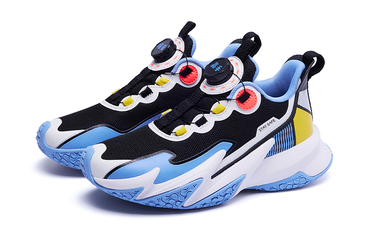 Slam dunk master Низкие детские баскетбольные кроссовки black white blue kids — фото 4