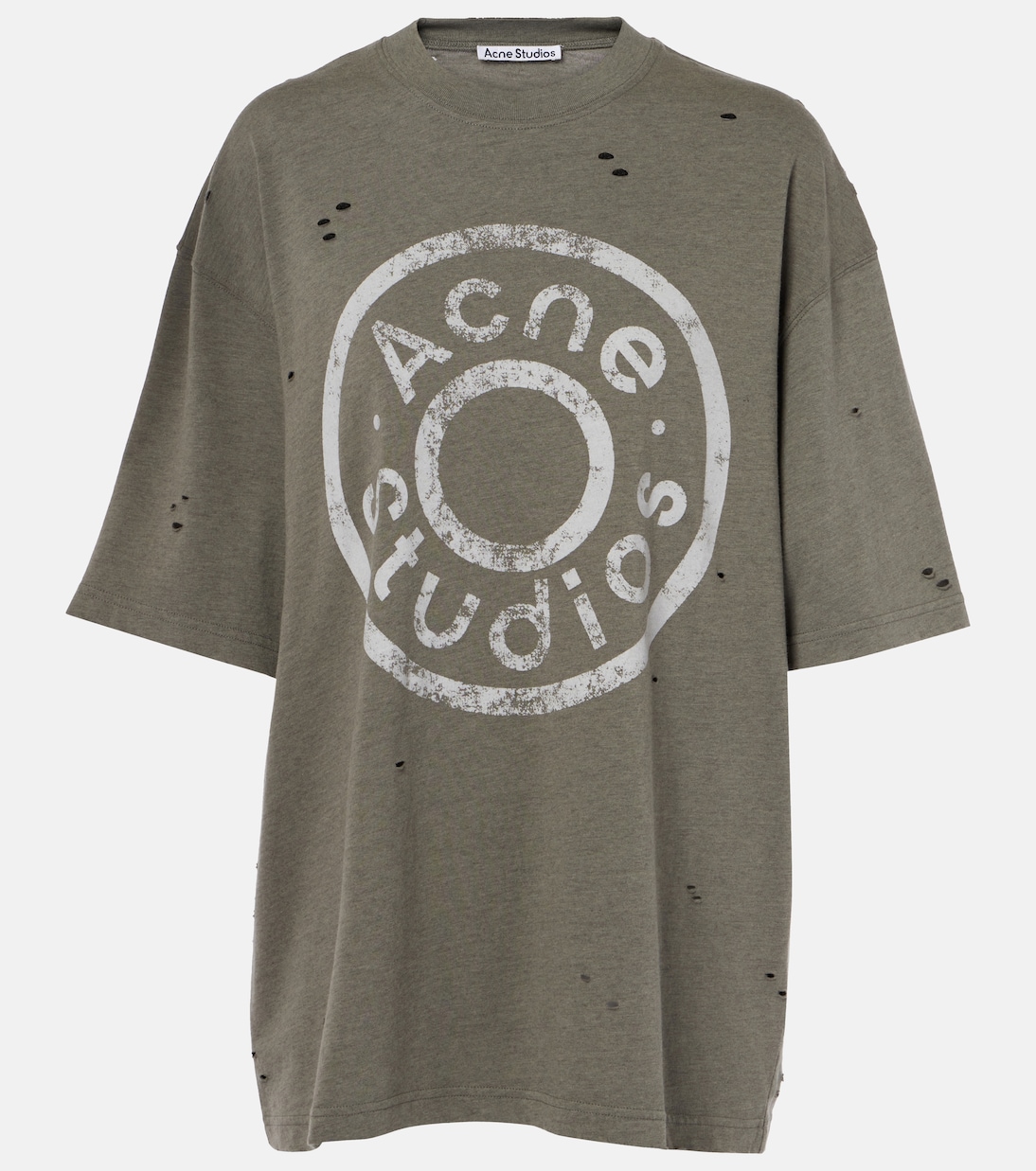 

Футболка из хлопковой смеси с потертым логотипом Acne Studios, Moss Green