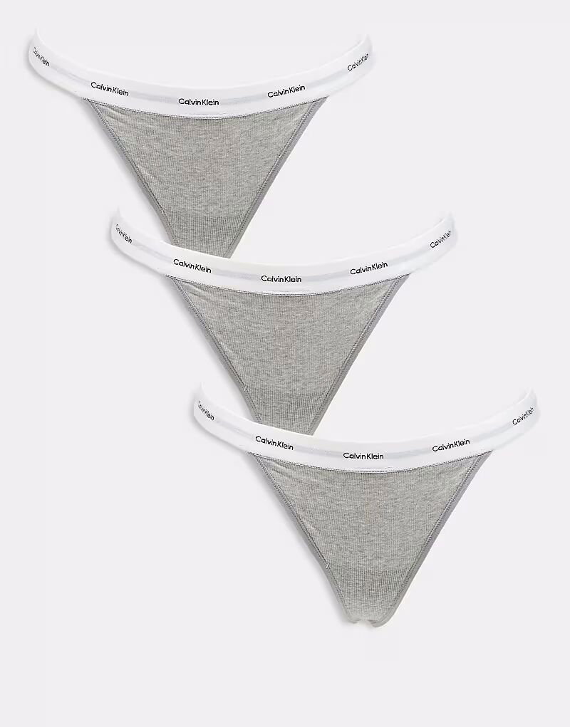

Трусики-стринги Calvin Klein Modern Logo, 3 пары, серого цвета