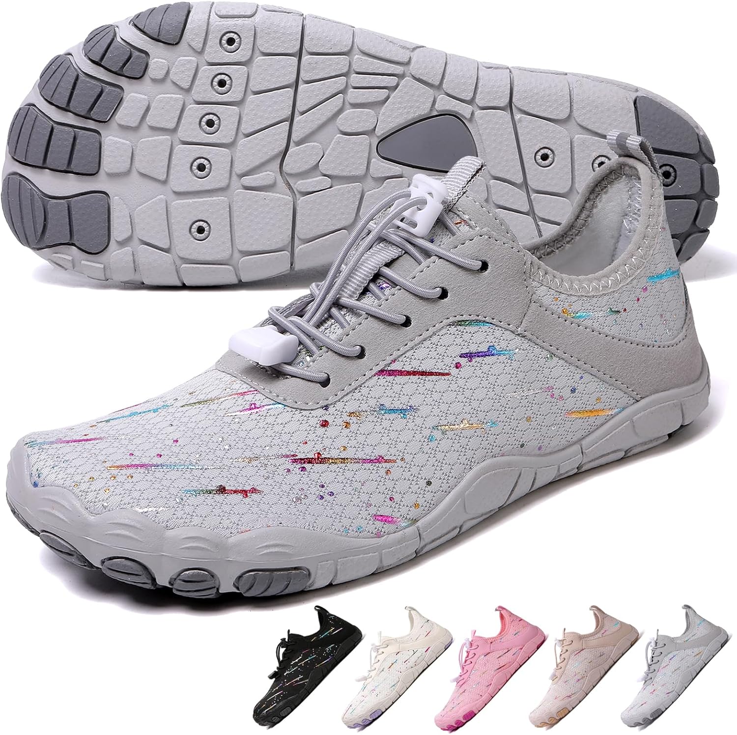 

Ботинки для походов для женщин и мужчин, унисекс водонепроницаемые босоножки, дышащие, противоскользящие походные туфли для занятий спортом, с широкой носочной частью, для походов, прогулок, бега, йоги и водных видов спорта Xianfengniao, серый