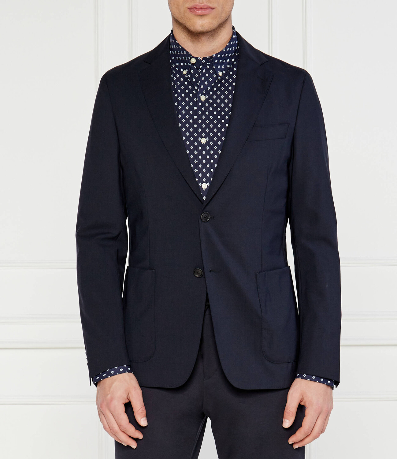

Шерстяная куртка BOSS BLACK elegante Hanry Slim Fit stretch, темно-синий