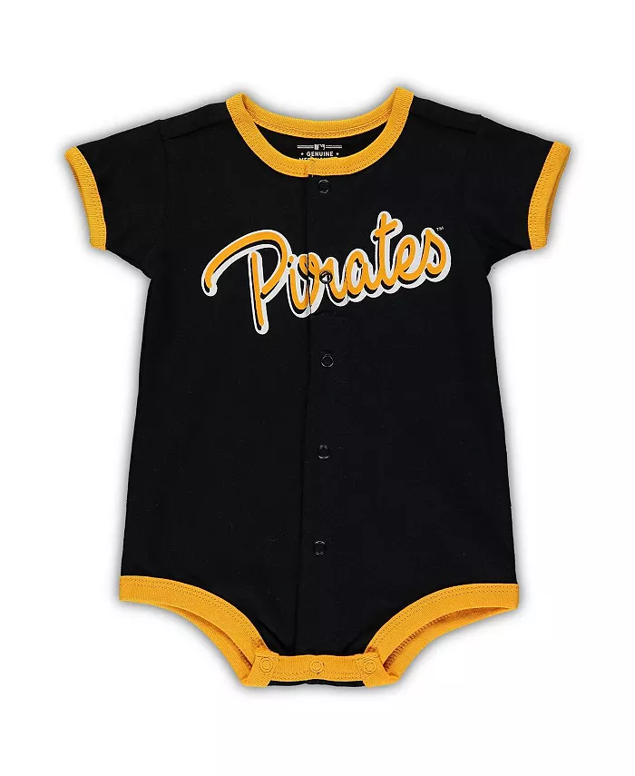 

Новорожденные и младенцы, мальчики и девочки, черный комбинезон Pittsburgh Pirates в полоску Power Hitter Outerstuff
