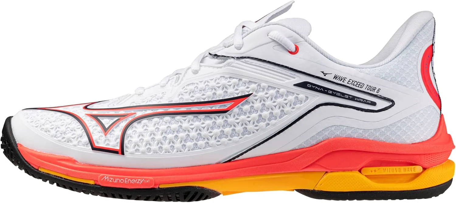 Мужские кроссовки Mizuno Wave Exceed Tour 6 для всех покрытий, белый/коралловый