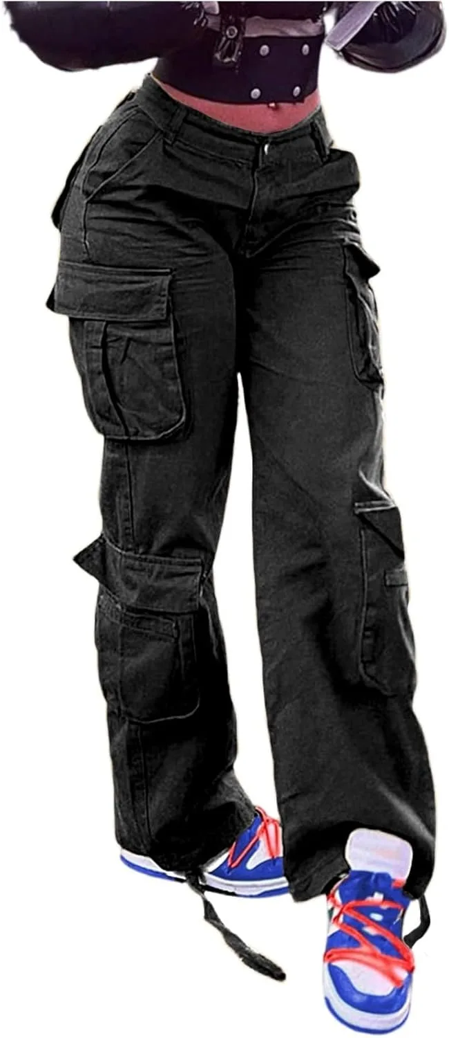 

Джинсы Boyfriend для женщин Relaxed Fit Straight Leg Cargo с высокой посадкой и карманами