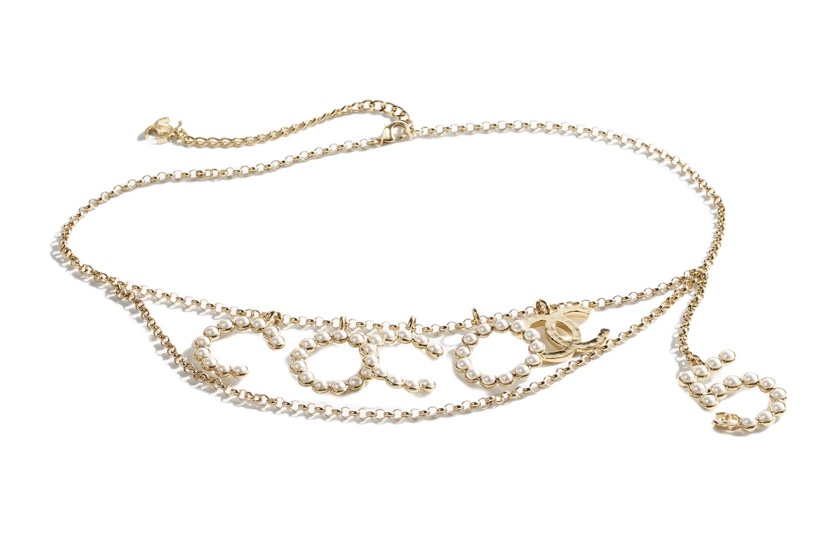 

Chanel Поясные цепочки с инкрустацией бусинами, унисекс, золотистые