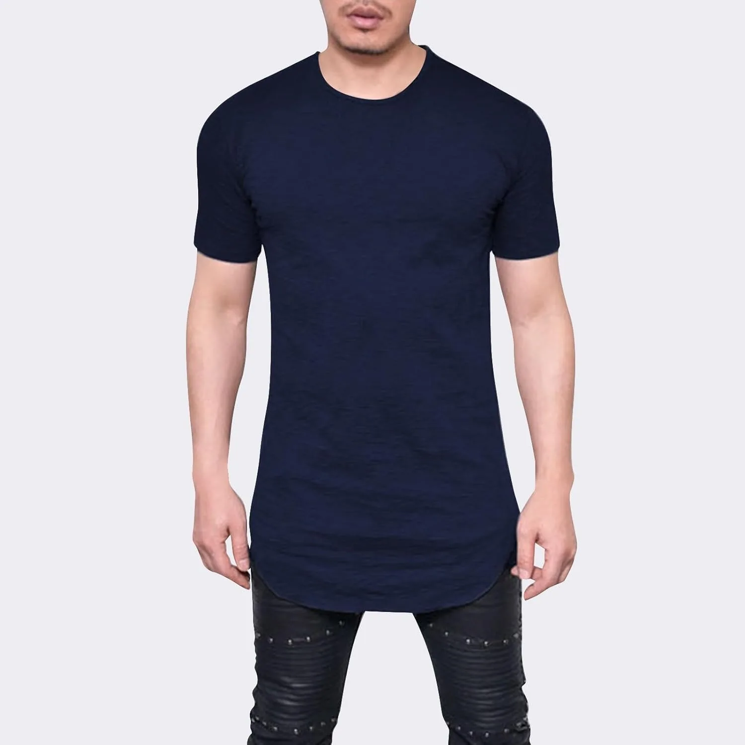 Мужская футболка с закругленным подолом и удлиненной спинкой, Slim Fit, для тренировок — фото 2