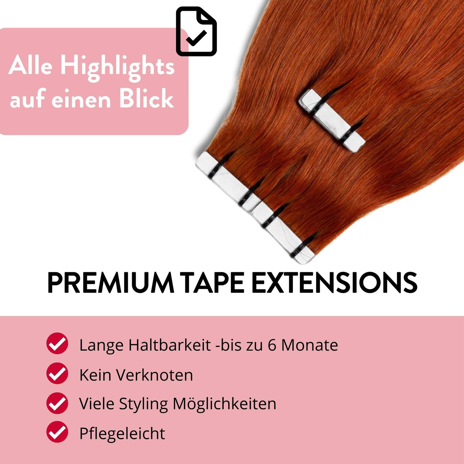 Накладные волосы tape extensions premium echthaar #8/43 hellblond rot-gold Hair2Heart, 60cm, количество 1 шт. — фото 3