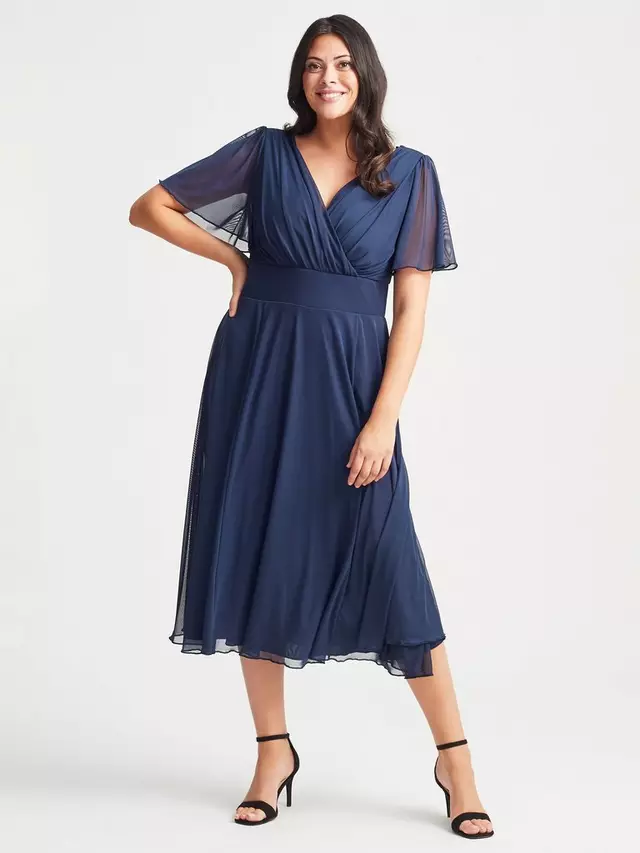 

Платье Scarlett & Jo Victoria Angel Sleeve Midi, темно-синий