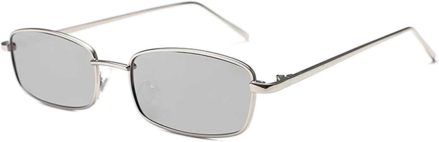 

Маленькие прямоугольные солнцезащитные очки для женщин в винтажном стиле, миниатюрные солнцезащитные очки в металлической оправе для мужчин, ретро-очки TKKTLLT, C3-silver Silver