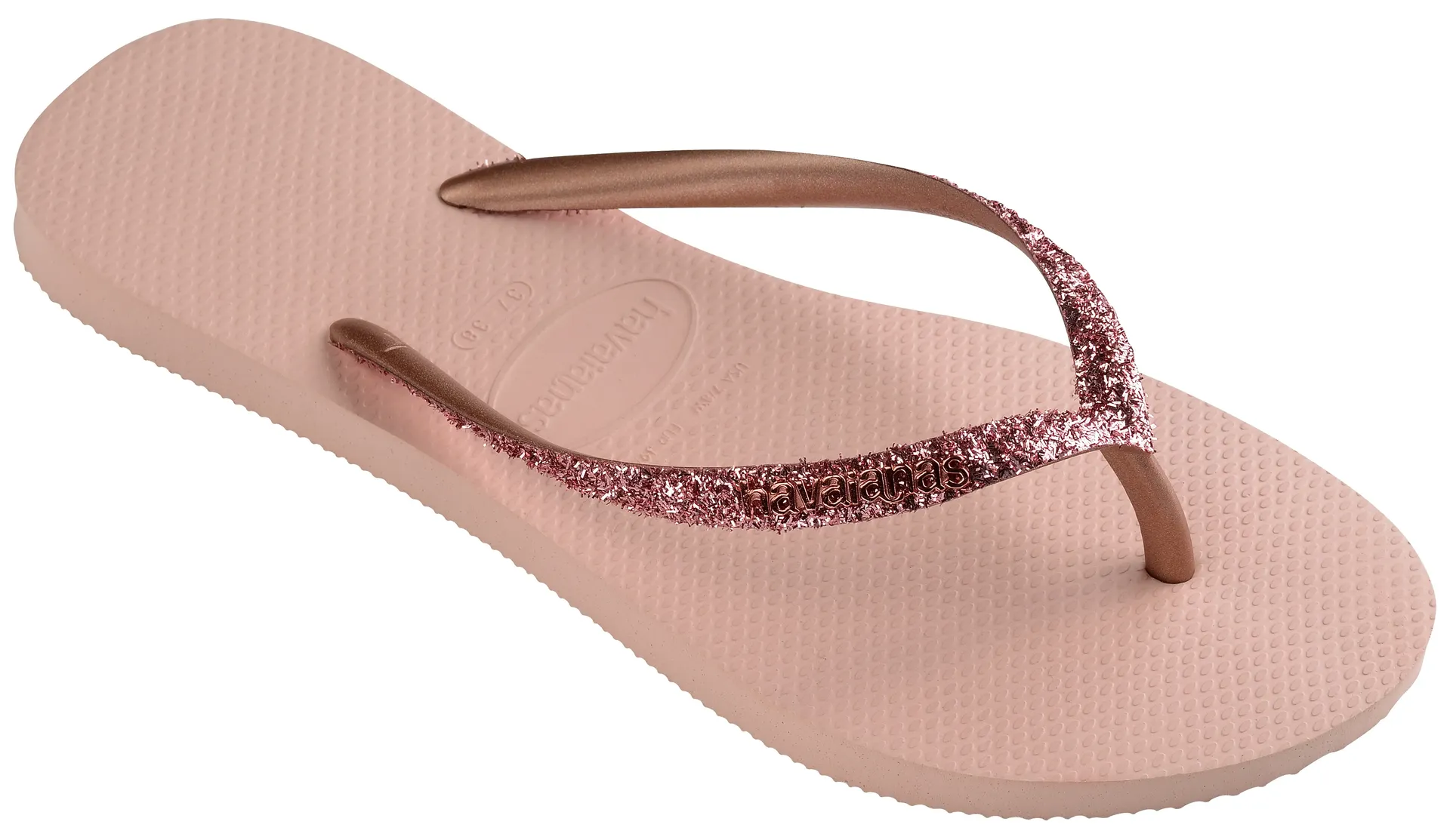 

Шлепанцы Havaianas "SLIM GLITTER 2", летняя обувь, тапочки, туфли для бассейна с блестящими деталями, цвет Rose