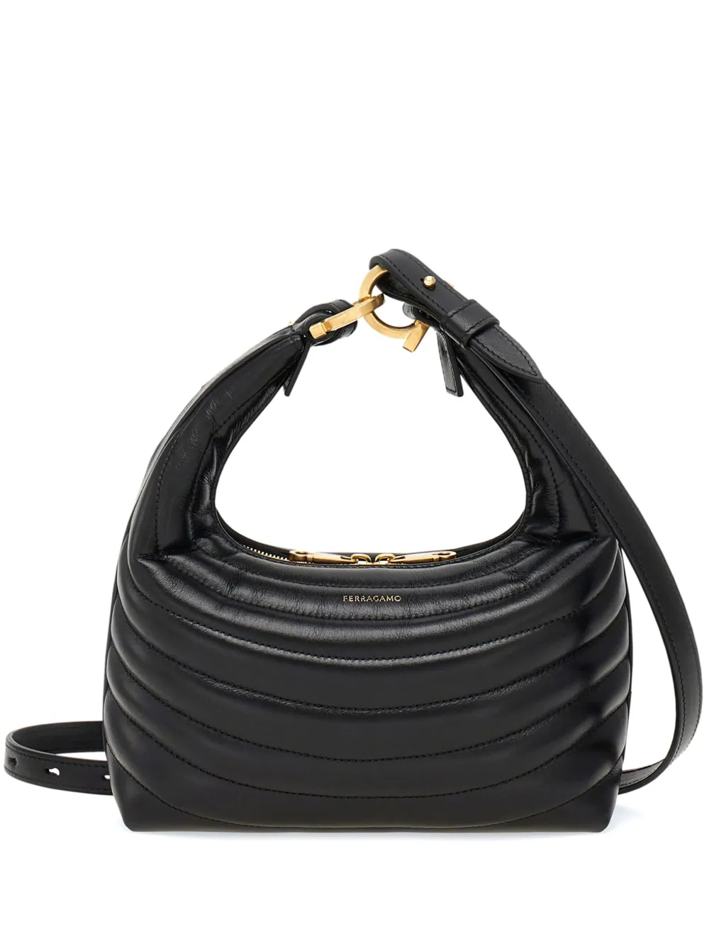 

Маленькая стеганая сумка через плечо Ferragamo, черный