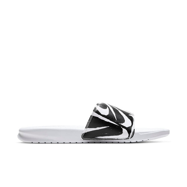 Тапочки benassi jdi print slide 'white black swoosh' Nike, белый — фото 2