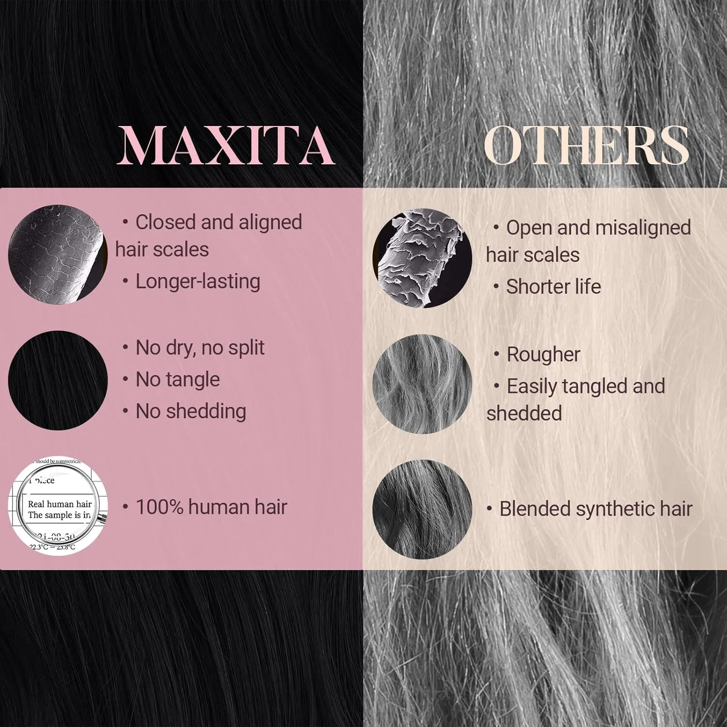 Накладные пряди MAXITA из натуральных волос на заколках Maxita, 2-#1 Jet Black — фото 3