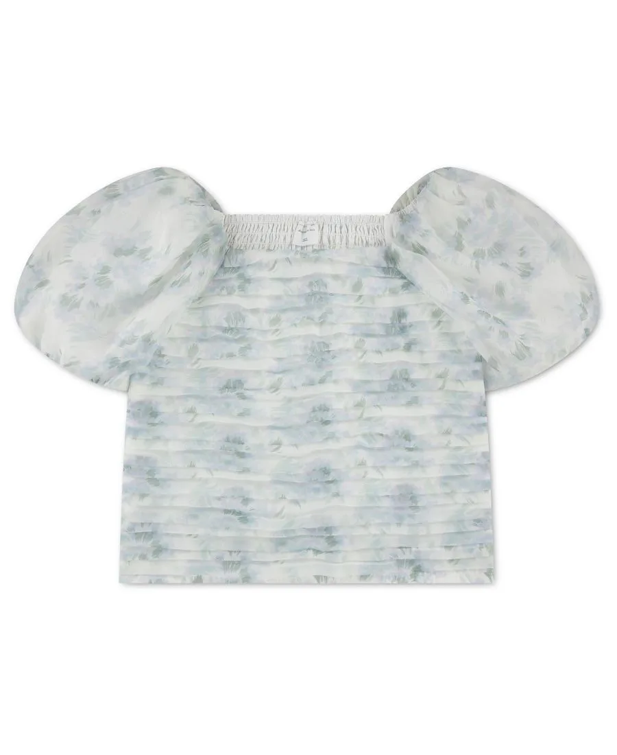 Детская блузка Emerson из органзы с пышными рукавами и квадратным вырезом Abercrombie kids, Jet Stream