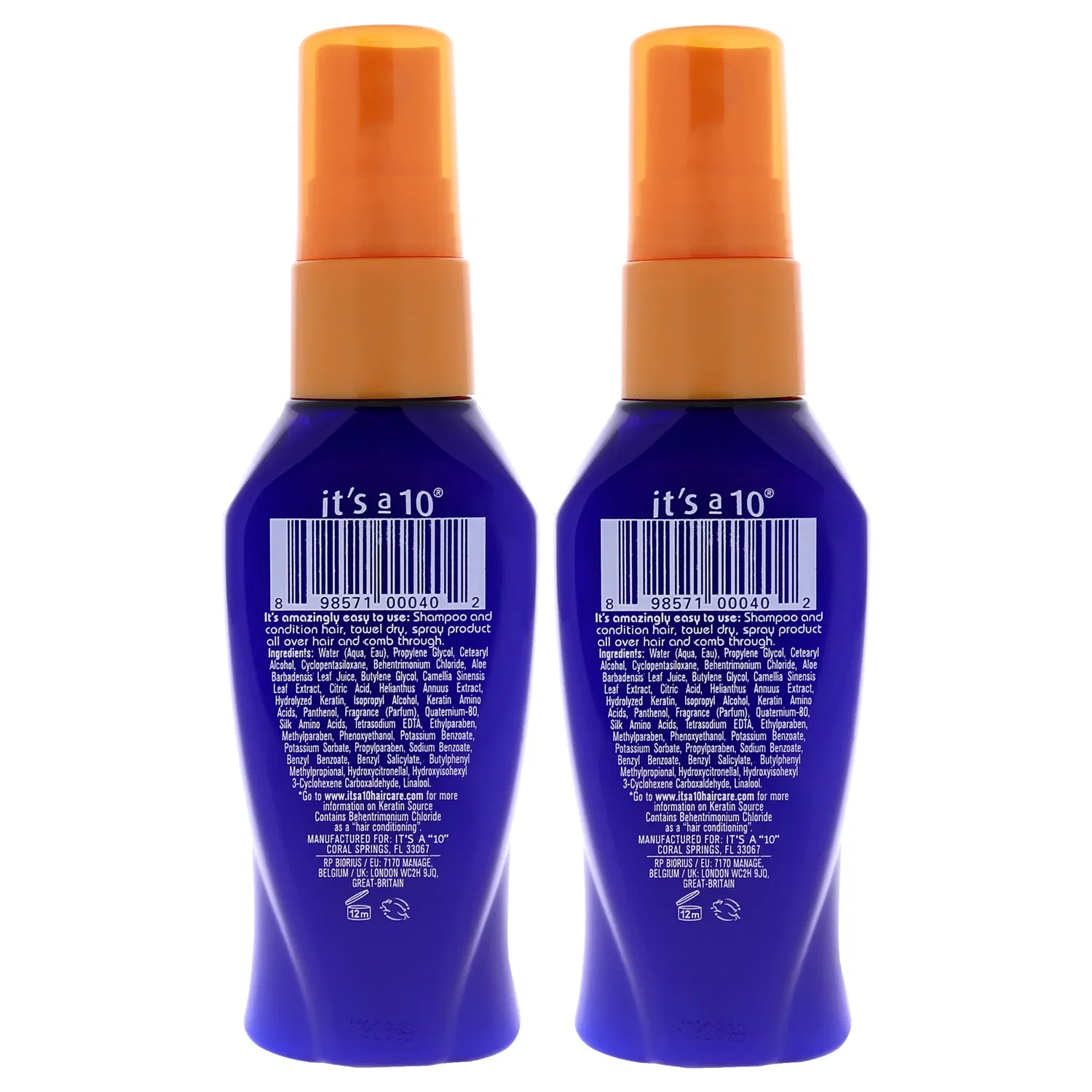 Несмываемый кондиционер Miracle Leave In Plus Keratin от Its A 10 для мужчин и женщин - лак для волос 59 мл - упаковка из 2 штук, Clear — фото 3