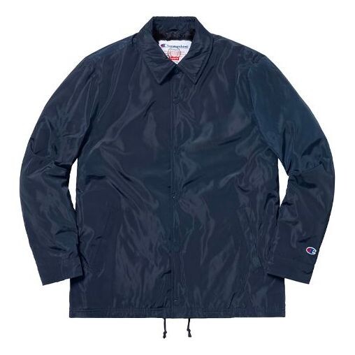 

Куртка fw18 x champion label coaches jacket navy Supreme, синий