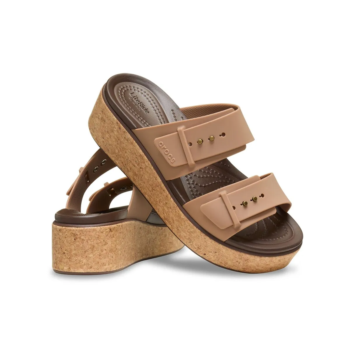 Женские сандалии Brooklyn Cork Buckle W Crocs, бежевый — фото 2